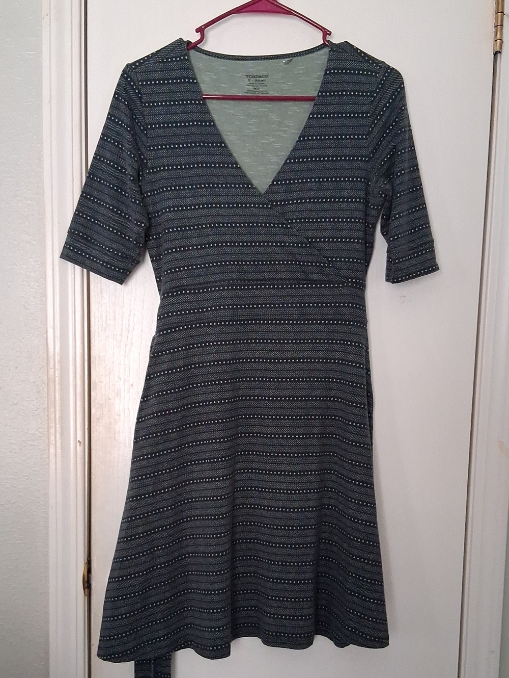 Toad & Co Casual Popover V-neck Gray Pattern Dress Sz XS